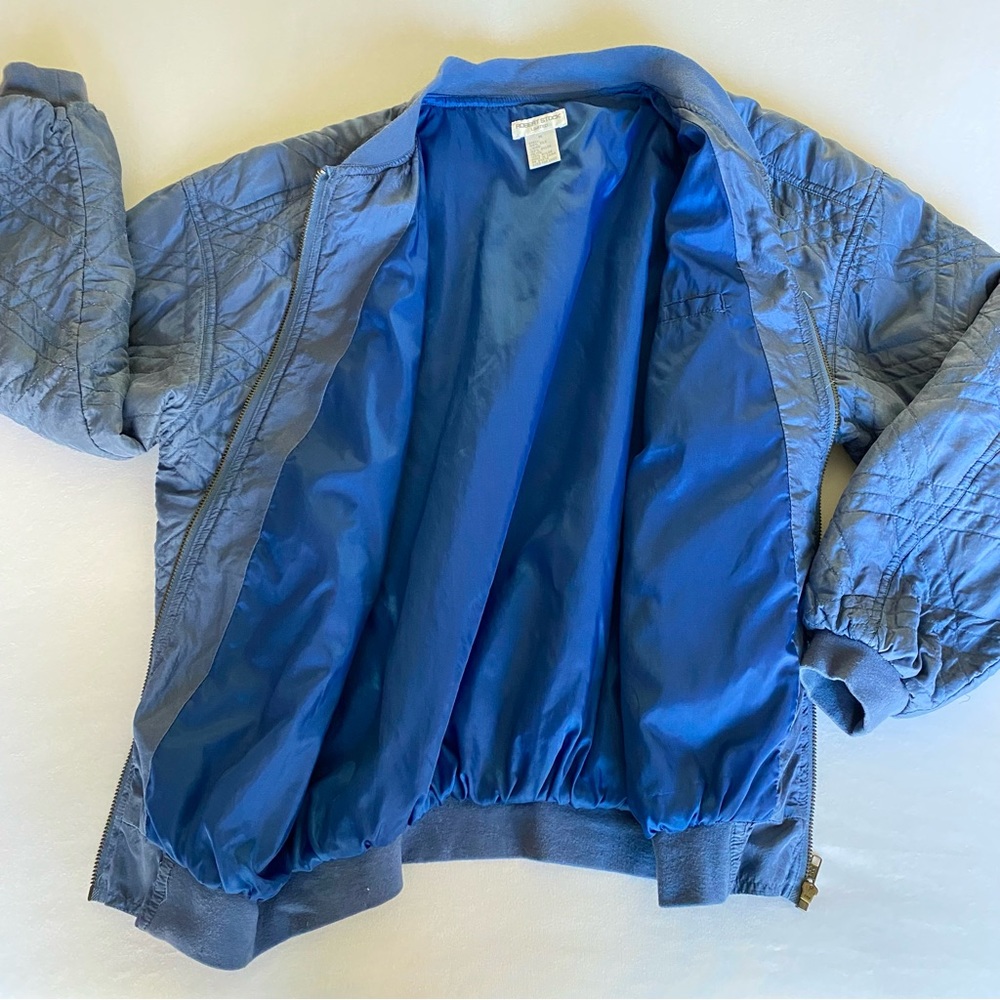 vintage 90s 💯 silk robert stock quilted bomber jacket / size medium - Picture 3 of 3